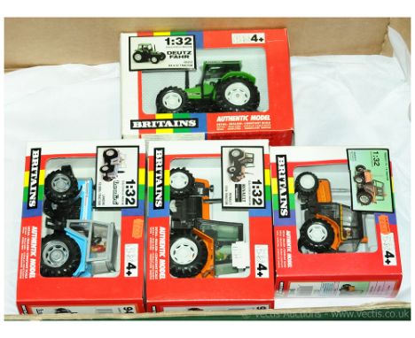 Britains a boxed Tractor group to include 9492 Renault 70-14 Tractor, 9497 Renault TZ16 Tractor, 9496 Deutz DX 4.57 Tractor &