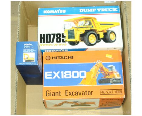 A boxed Construction group to include Komatsu HD785 Dump Truck, Hyundai Rolex 290 LC-3 &amp; Hitachi EX1800 Giant Excavator. 