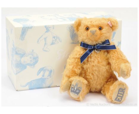 Steiff Diamond Jubilee bright gold mohair teddy bear, white label 664069, LE 2012, made exclusively for Peter Jones China, bl