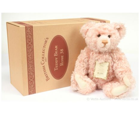 Steiff British Collector's Teddy Rose, white tag 654480, LE 3000, exclusive to the UK, rose pink mohair, 1997, button, ear la