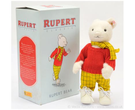 Steiff Classic Rupert the Bear, alpaca teddy bear, white tag 653568, LE 3000, 2007, exclusive to the UK &amp; Ireland, includ