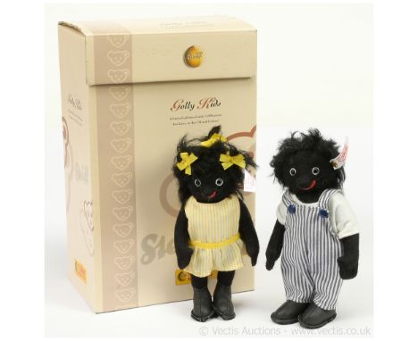 Steiff UK a pair of Golly Kids miniatures, UK &amp; Ireland exclusive limited edition, white tag 662157, LE 1500, Golly Girl,