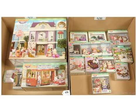 Epoch Sylvanian Families Japanese boxed assorted playsets, figures, etc x seventeen: Elegant Town Manor TH-02, Mint, sealed w