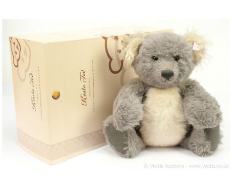 Steiff alpaca Koala Ted, ash grey and white, white tag 661792, LE 6/2000, UK and Ireland Exclusive, with certificate, slight 