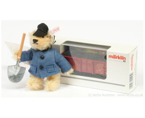 Steiff Marklin Set Jubilaumsfahrt, Teil II, white tag 994562, LE 1044/2000, 2003, M„rklin Steiff mohair Stoker teddy bear and