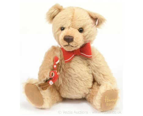 Steiff Harrods Sebastian teddy bear, white tag 663727, 2013, LE 1500, exclusive to Harrods, beige mohair, wearing felt bow ti