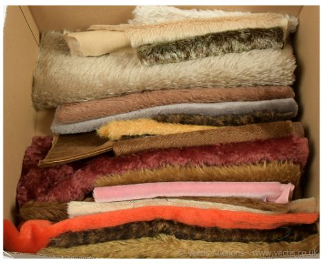 Mohair fabric suitable for Teddy Bear making, various colours such as brown, red and golden. Various finishes including strai