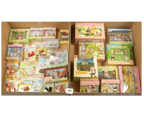 Epoch Sylvanian Families Japanese boxed assorted playsets, figures, etc: Kindergarten School Bus #S-39; Forest Nursery Garden