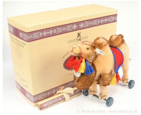 Steiff Club Edition Camel on Wheels 1930s sand mohair replica, 1995/96, white tag 420061, LE, certificate, Near Mint to Mint,