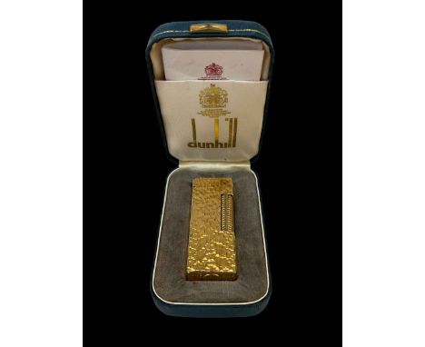 Vintage Dunhill gold plated lighter, boxed.