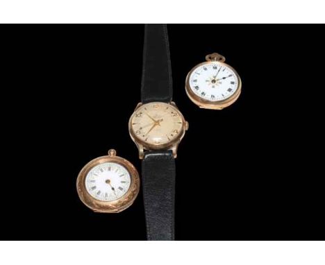 Vintage Smiths 9 carat gold presentation watch and two gold fob watches (3).