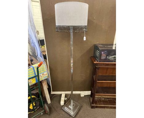 Art Deco style chrome standard lamp and shade.