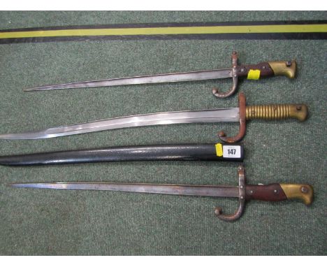 MILITARY, French 1873 St Etienne bayonet with sheath and 2 similar 