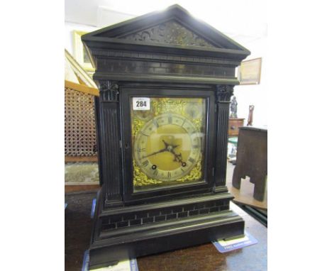 LATE VICTORIAN BRACKET CLOCK, ebonised architectural cased bracket clock, coil bar strike movement by Winterhalder &amp; Hofm