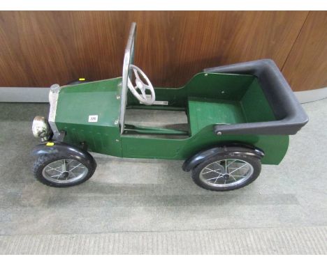 MODEL PEDAL CAR, green enamel and chrome pedal car, 91cm length