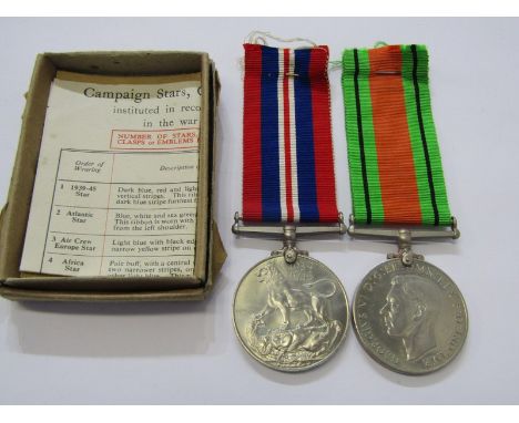 WWII PAIR OF MEDALS, War &amp; Defence medal in box to Captain A K Gilchrist of Bristol 