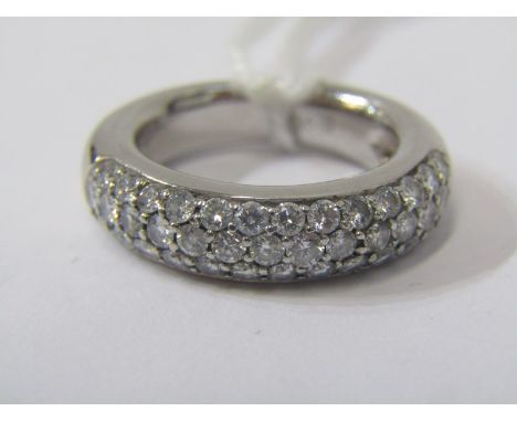 18ct WHITE GOLD DIAMOND SET HALF ETERNITY STYLE RING, heavy 18ct white gold ring, approx 10 grams, size L, set with in excess