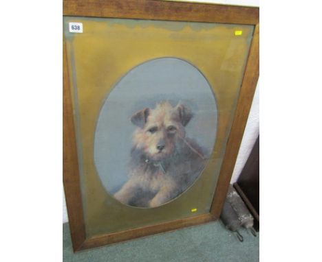 DOG PORTRAIT, unsigned oil on canvas "Portrait of Terrier", 60cm x 43cm
