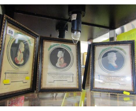 18TH CENTURY PORTRAIT ENGRAVINGS, 3 Hogarth framed portraits of Prince of Orange &amp; Family, 20cm x 15cm