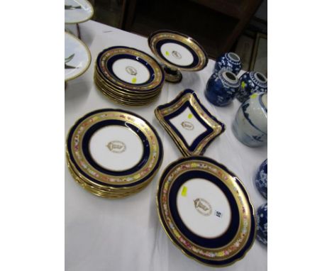 VICTORIAN DESSERT SERVICE, a fine Cauldon gilt crested dessert service, consisting of 18 plates, pair of comports and 3 diamo