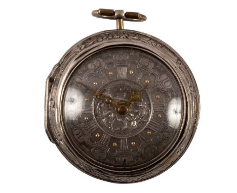 A silver pair-cased watch, J Grantham, London, no. 6966, silver case with repoussé scene of Mars & Diana, 40mm dial/Provenanc