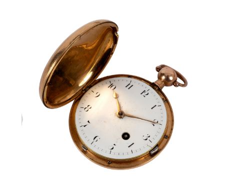 A Regency 18ct gold cased hunting pocket watch, Jefferson & Kessels, London no. 4260, London, 1811, with white enamel dial an