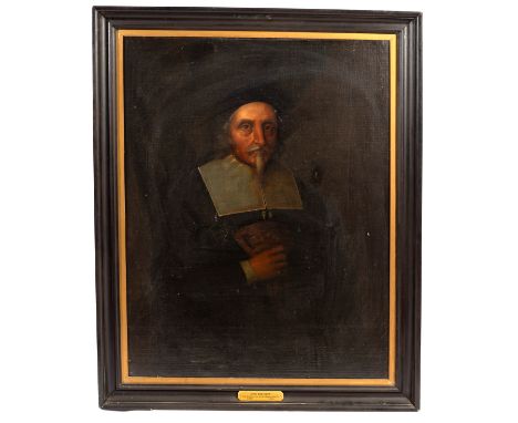 19th Century English School in 17th Century Style/Portrait of John Endecott (1588-1665)/half length, wearing a black cap and 