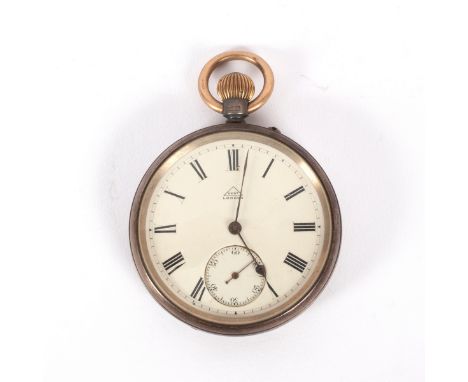 An Edwardian silver open-faced keyless lever pocket watch, no. 56886, by Dent, London, 1902, scratches to enamels, 52mm diame