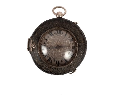 A rare 17th Century silver pair-cased pocket watch, Richard Masterson, Londini, the silver dial with central vase of flowers 