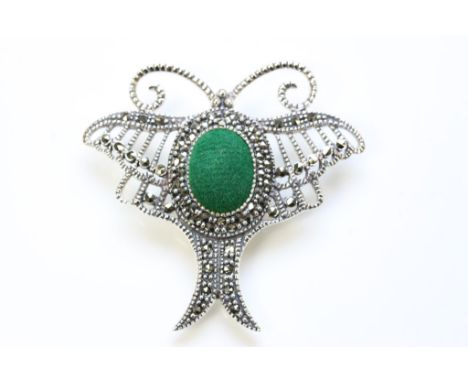 Silver and Jade brooch