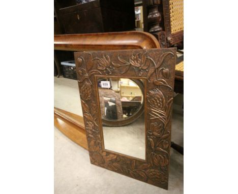 Vintage Copper Floral Relief Framed Mirror
