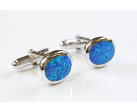 Pair of Silver and Opal set cufflinks