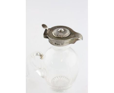 A glass and silver topped miniature whisky noggin by Walker & Hall, Sheffield