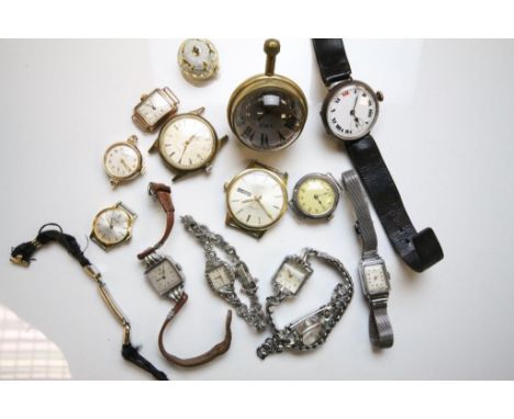Collection of vintage wristwatches etc to incliude Trench type, Ball watch, Silver etc