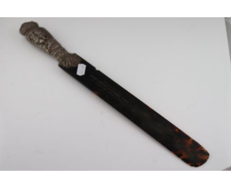 Tortoiseshell & silver handled page turner presented to Group Captain J.H.C. Wake RAF 3rd January 1944, signed to the rear by