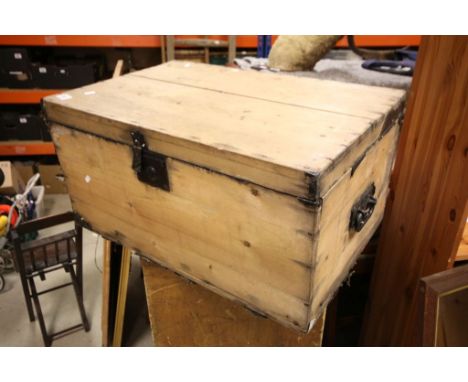 19th century Pine Iron Bound Trunk / Box