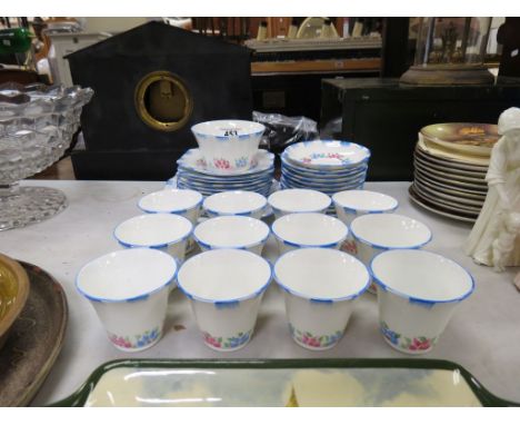 Early 20th century Melba Bone China Tea Set comprising Sandwich Plate, Sugar Bowl, Twelve Tea Cups, Twelve Saucers and Twelve