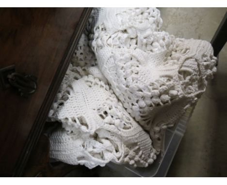 Large Vintage Crochet White Bedspread together with Crochet Place Mats