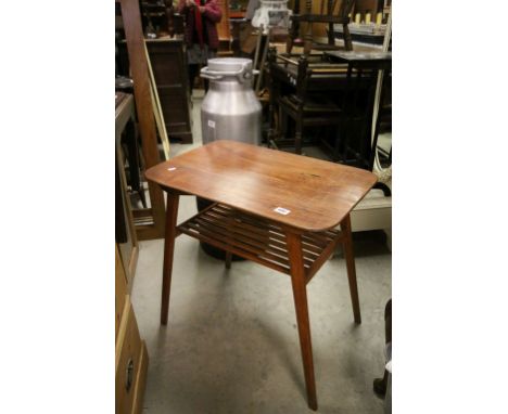 Retro Teak Side Table with slatted undershelf