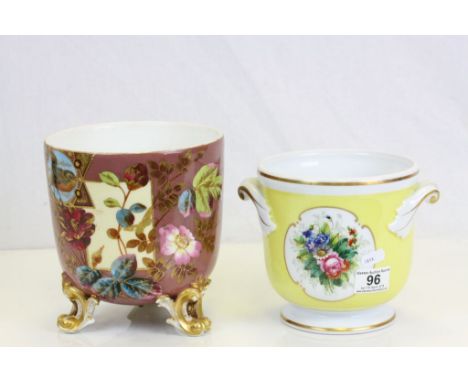 Two vintage ceramic planters with hand painted decoration