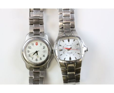 Two Gents Watches - Swiss Army and Pulsar perpetual calendar