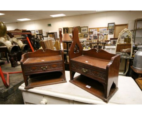 Pair of Edwardian Mahogany Drawer and Shelf Units