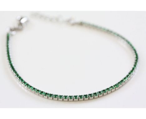 Silver and Emerald line bracelet