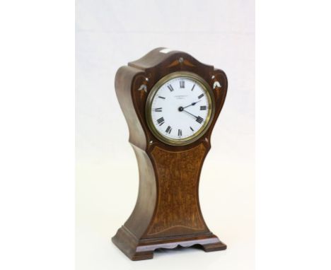 Early 20th century Art Nouveau J W Benson Mantle Clock in a Tulip Shaped Mahogany Case