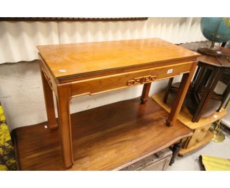 Chinese Hardwood Low Side Table with single long drawer and square legs