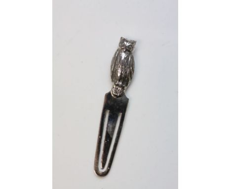 Silver bookmark with owl finial