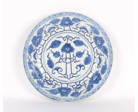 A Late 19th Century Chinese "Kangxi Revival" Blue & White Shallow Dish Qing Dynasty A Late 19th Century Chinese "Kangxi Reviv