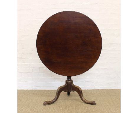 A George III Mahogany Tilt-Top Tripod Occasional Table A George III Mahogany Tilt-Top Tripod Occasional Table, raised on turn