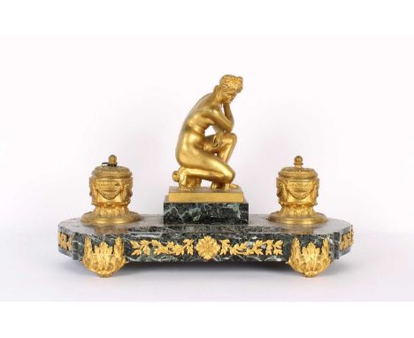 A 19th Century French Ormolu and Black Marble Desk Stand by F. Barbedienne A 19th Century French Ormolu and Black Marble Desk