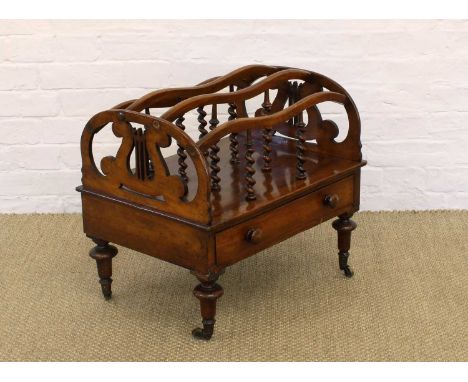 A Victorian Walnut Three-Division Canterbury A Victorian Walnut Three-Division Canterbury, with carved and pierced lyre end p